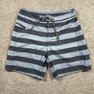 Patagonia Striped Board Shorts Swim Trunks Mens Size 31 Gray 6.5" Inseam